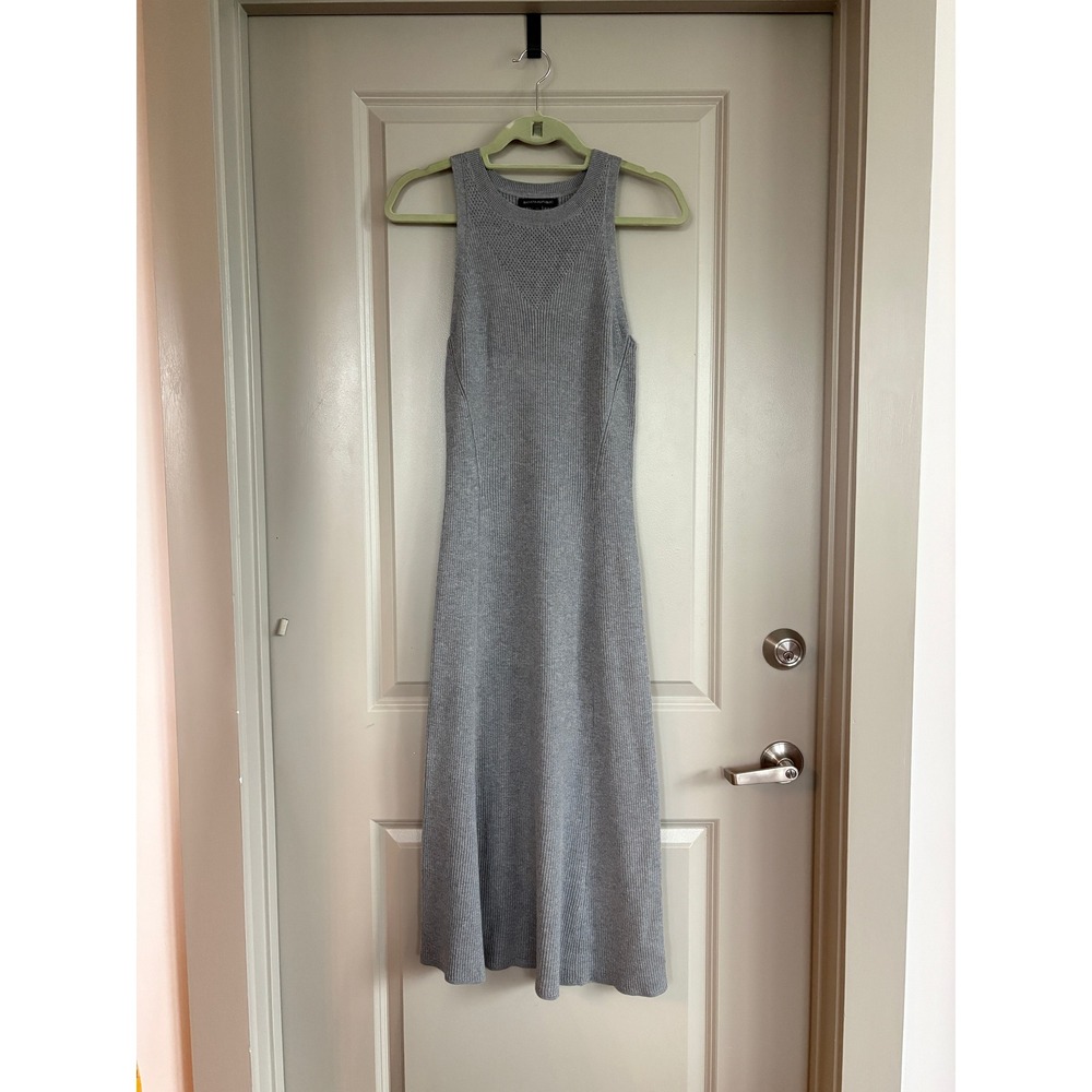 Banana Republic Ribbed Knit Sleeveless Midi Dress Grey Tall Medium